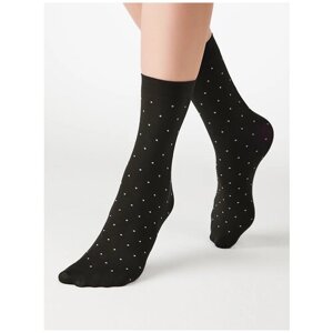 Женские носки MiNiMi средние, капроновые, фантазийные, 70 den, размер 0 (one size), черный