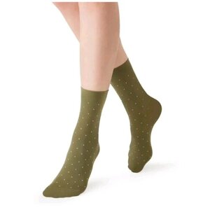 Женские носки MiNiMi средние, капроновые, фантазийные, 70 den, размер 0 (one size), зеленый, хаки