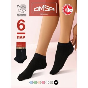 Женские носки Omsa укороченные, 6 пар, размер 23, черный