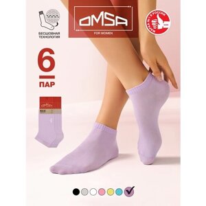Женские носки Omsa укороченные, 6 пар, размер 25, фиолетовый