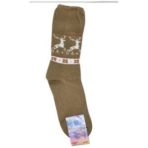 Женские носки Ростекс высокие, на Новый год, утепленные, размер 23-25, бежевый