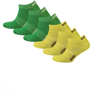 Женские носки STATUS укороченные, подарочная упаковка, усиленная пятка, вязаные, 6 пар, размер 23-25, желтый, зеленый
