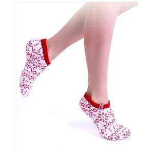 Женские носки Wool Lamb укороченные, на Новый год, размер 36-40, белый, красный