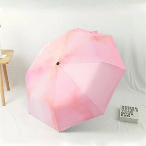 Зонт автомат, 3 сложения, купол 96 см., 8 спиц, чехол в комплекте, для женщин, розовый