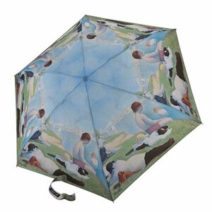 Зонт FULTON, механика, 5 сложений, купол 85 см., 6 спиц, для женщин, голубой, зеленый
