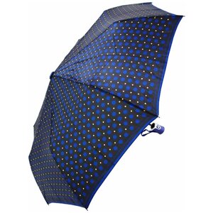 Зонт Lantana Umbrella, 3 сложения, купол 98 см., 8 спиц, система «антиветер», чехол в комплекте, для женщин, черный, синий
