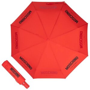 Зонт MOSCHINO, автомат, 2 сложения, купол 98 см., 8 спиц, система «антиветер», для женщин, красный