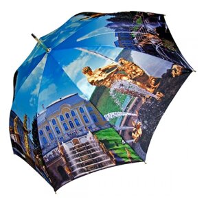 Зонт Петербургские зонтики, автомат, 3 сложения, купол 112 см., 8 спиц, система «антиветер», для женщин, голубой