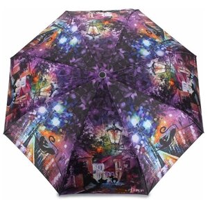 Зонт PLANET, автомат, 3 сложения, купол 91 см., 8 спиц, для женщин, фиолетовый