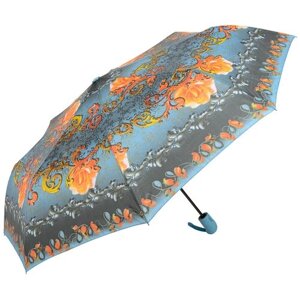 Зонт Rain Lucky, полуавтомат, 3 сложения, купол 98 см., 8 спиц, для женщин, голубой
