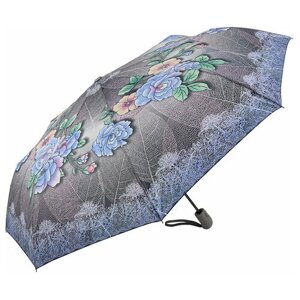 Зонт Rain Lucky, полуавтомат, 3 сложения, купол 98 см., 8 спиц, для женщин, серый