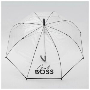 Зонт-трость Beauty Fox, полуавтомат, купол 88 см, 8 спиц, прозрачный, бесцветный