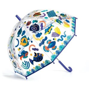 Зонт-трость DJECO, механика, купол 70 см., прозрачный, синий