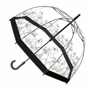 Зонт-трость FULTON, механика, купол 84 см., 8 спиц, прозрачный, для женщин, черный