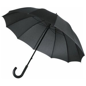 Зонт-трость Matteo Tantini, механика, купол 111 см., 12 спиц, ручка натуральная кожа, чехол в комплекте, для мужчин, черный