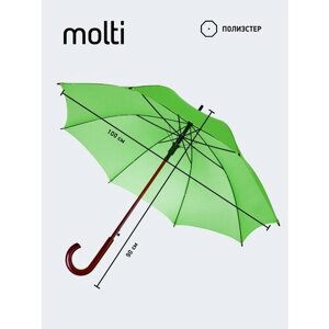 Зонт-трость molti, полуавтомат, купол 100 см., 8 спиц, деревянная ручка, зеленый