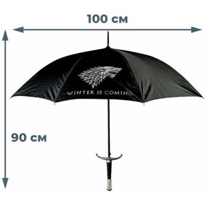 Зонт-трость полуавтомат, 2 сложения, купол 100 см., 8 спиц, чехол в комплекте, черный