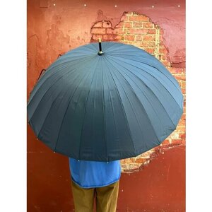 Зонт-трость полуавтомат, 2 сложения, купол 120 см., 24 спиц, чехол в комплекте, синий, золотой