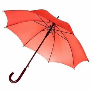 Зонт-трость полуавтомат, купол 100 см, для женщин, красный