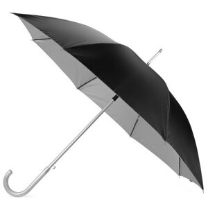 Зонт-трость полуавтомат, купол 103 см., серебряный, черный