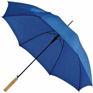 Зонт-трость полуавтомат, купол 104 см, деревянная ручка, для женщин, синий