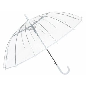 Зонт-трость Popular, полуавтомат, купол 100 см, 16 спиц, система «антиветер», прозрачный, для женщин, бесцветный