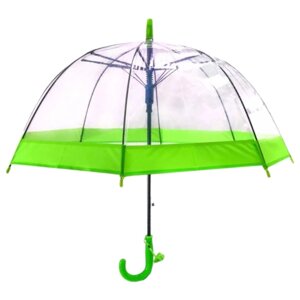Зонт - трость прозрачный/ Детский зонтик от дождя GALAXY, полуавтомат, складной, арт. С-528, зелёный