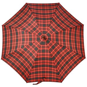 Зонт-трость ZEST, полуавтомат, купол 104 см., 8 спиц, деревянная ручка, для женщин, красный, черный