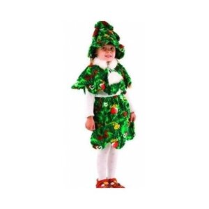 520 Карнавальный костюм "Ёлочка Красавица"шапка, пелерина, юбка) (премьер-мех) р. 30-32