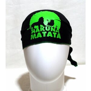 Бандана Бандана (косынка треугольная) черная с зеленой надписью "Акуна Матата" для девочек, зеленый, черный