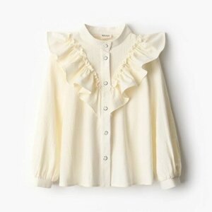 Блуза Minaku, размер 134, бежевый, белый