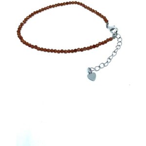 Браслет-цепочка Радуга Камня, авантюрин, искусственный камень, размер 17 см, коричневый