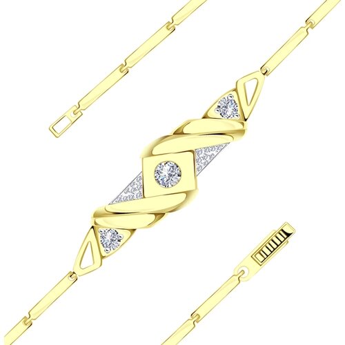 Браслет Diamant online, желтое золото, 585 проба, фианит, длина 17.5 см.
