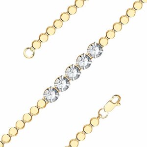 Браслет Diamant online, золото, 585 проба, фианит, длина 17 см.