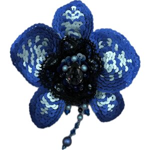 Брошь Королевство Птички & Бабочки, жемчуг имитация, бисер, Swarovski Zirconia, голубой, синий