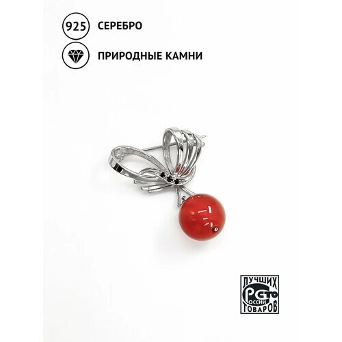 Брошь Кристалл Мечты, серебро, 925 проба, шпинель, сердолик