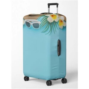 Чехол для чемодана , размер M, белый, голубой