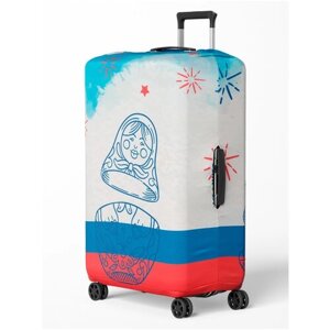 Чехол для чемодана , размер M, синий, красный