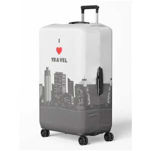 Чехол для чемодана , размер S, серый, белый