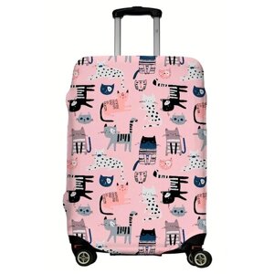 Чехол для чемодана"Сats on pink"Размер L.