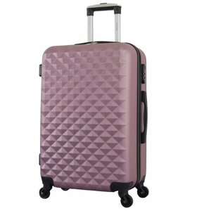 Чемодан L'case 483, ABS-пластик, 85 л, размер M+розовый, бежевый