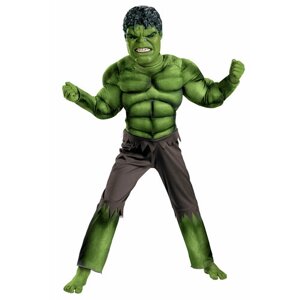 Детский карнавальный костюм и Маска супергероя с мускулами (Hulk Халк) Размер L