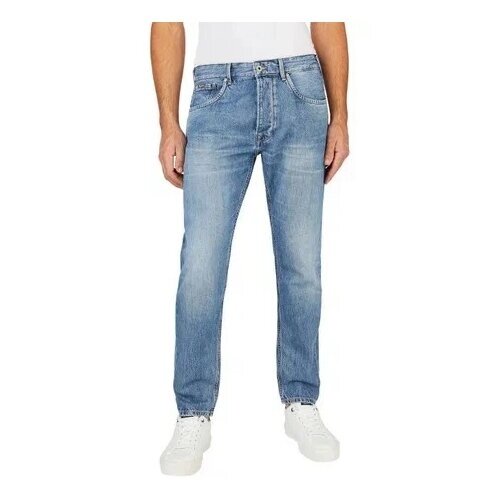 Джинсы зауженные Pepe Jeans, средняя посадка, размер 30/32, голубой