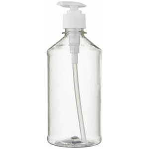Флакон прозрачный цилиндрический с белым дозатором для мыла, шампуня, бальзама, геля, крема, масла - 500мл. (4 штуки)