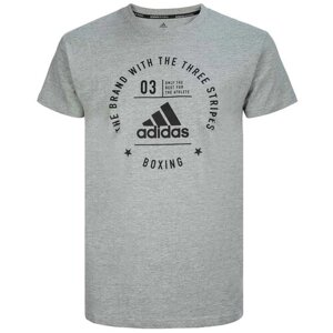 Футболка детская The Brand With The Three Stripes T-Shirt Boxing Kids серо-черная (рост 152 см)