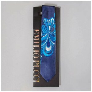 Галстук Emilio Pucci, натуральный шелк, однотонный, для мужчин, синий