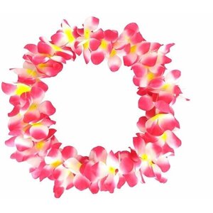 Гавайское ожерелье "Пышное", цвет желто-бело-розовый