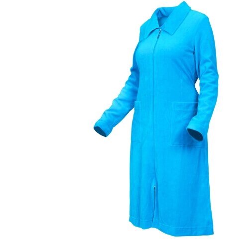 Халат Монотекс средней длины, длинный рукав, карманы, размер 44, синий