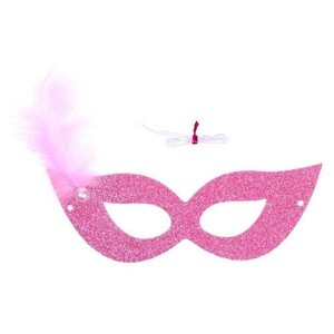 Карнавальная маска "Загадка" с пером, цвет розовый