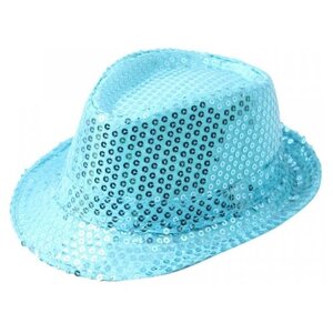 Карнавальная шляпа блестящая с пайетками "Диско", цвет голубой